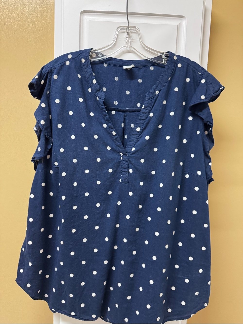Old Navy Blue Polka Dot Blouse-XL
